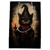 Dunkle schwarze Katze Design zu Halloween, Goth Mittlere Geschenktüte (Rückseite)