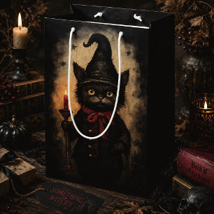 Dunkle schwarze Katze Design zu Halloween, Goth Mittlere Geschenktüte