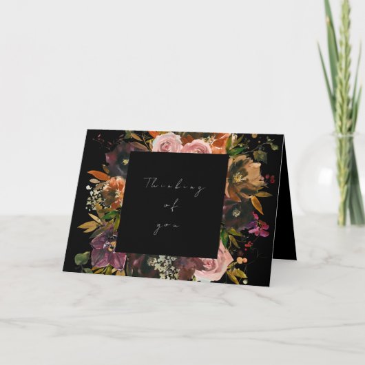 Dunkle schwarze Moody Herbstfallen Denken Sie an I Dankeskarte (Vorderseite)