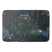 Dunkle schwarze Moody Lily Pond Floral Badematte (Vorderseite)
