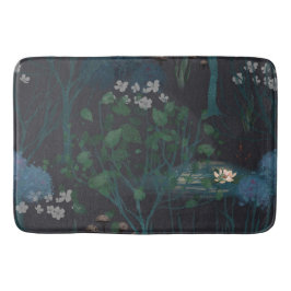Dunkle schwarze Moody Lily Pond Floral Badematte