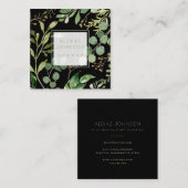 Dunkle schwarze Moody Moderner Grüner Frühling Quadratische Visitenkarte (Vorne/Hinten)