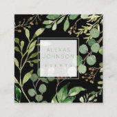Dunkle schwarze Moody Moderner Grüner Frühling Quadratische Visitenkarte (Vorderseite)
