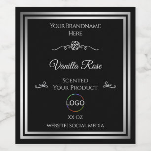 Dunkle schwarze Produktkennzeichnung Silver Frame Weinetikett