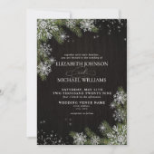 Dunkle schwarze Rustikale Silver Winter Grüne Hoch Einladung (Vorderseite)