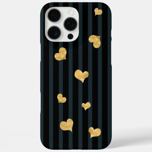 Dunkle schwarze Streifen Gold Herz Case-Mate iPhone Hülle (Rückseite)