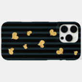 Dunkle schwarze Streifen Gold Herz Case-Mate iPhone Hülle (Rückseite (Horizontal))