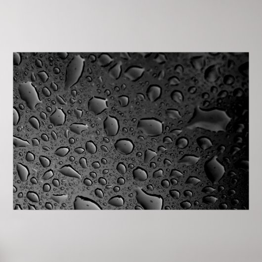 Dunkle schwarze Wassertropfen, texturiert Poster (Vorne)