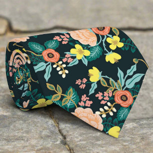 Dunkle Schwarze Wilde Florale Wasserfarben-Abstrak Krawatte