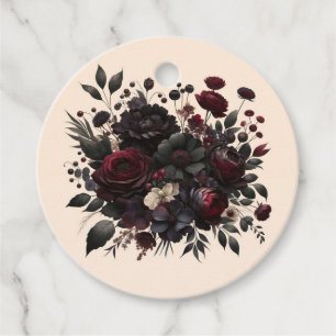 Dunkle Schwermütige Blumen Elegante Florale Creme  Geschenkanhänger