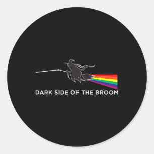 Dunkle Seite des Broom Clic Rock Witch Funny Hallo Runder Aufkleber