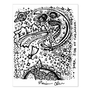 Dunkle Seite des Mondes Buchzeichen Holzkunst Brie Gummistempel