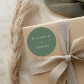 Dunkle Seite Grün Minimalistische Paarnamen Hochze Runder Aufkleber