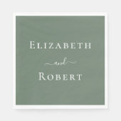 Dunkle Seite Grün Minimalistische Paarnamen Hochze Serviette (Vorderseite)