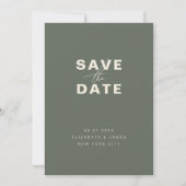 Dunkle Seite Grün Moderne Minimalistische Hochzeit Save The Date (Vorderseite)