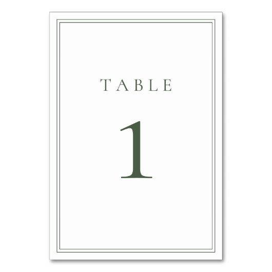 Dunkle Seite Grün Moderne Minimalistische Hochzeit Tischnummer (Rückseite)