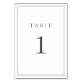 Dunkle Seite Grün Moderne Minimalistische Hochzeit Tischnummer (Vorderseite)