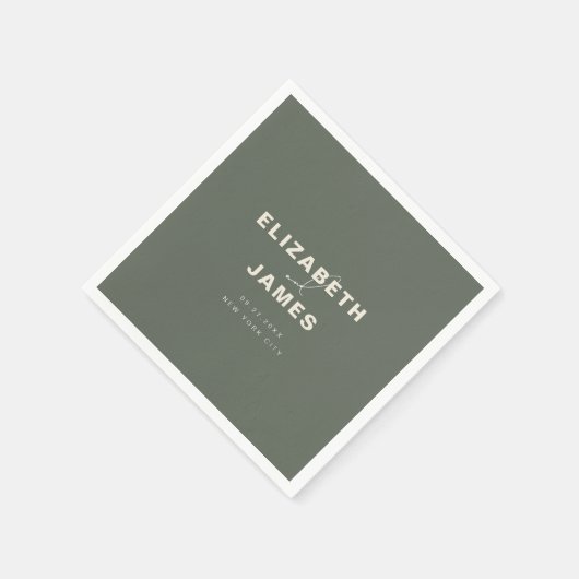 Dunkle Seite Grün Rustikale Moderne Minimalistisch Serviette (Ecke)