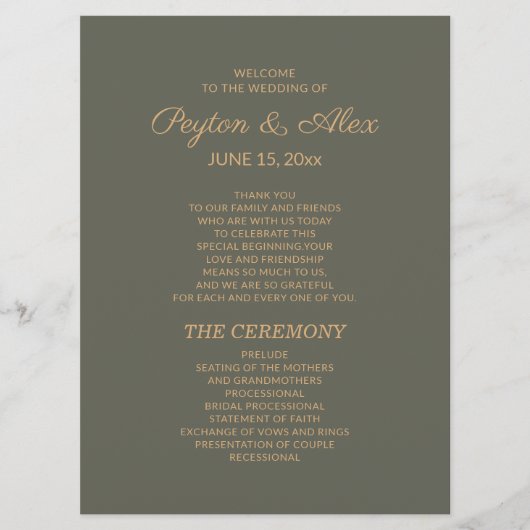 Dunkle Seiten Grünen Hochzeitsprogramm Brautparty Programm (Vorderseite)