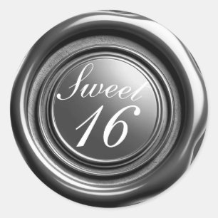 Dunkle Silber Candle Wax Siegel Tropfen Sweet 16 W Runder Aufkleber