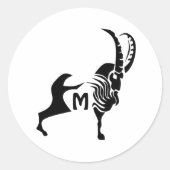 Dunkle Silhouette Ram in Schwarzweißmonogramm Runder Aufkleber (Vorderseite)
