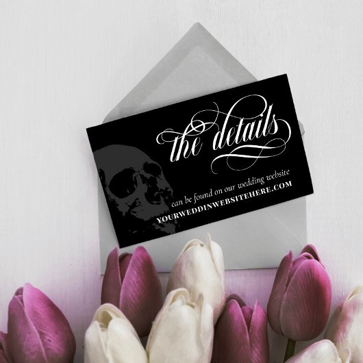 Dunkle Skull Elegant Goth Wedding Details Begleitkarte