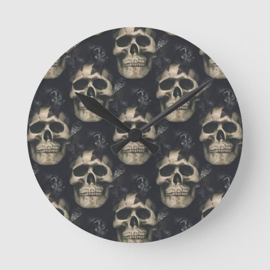Dunkle Skulls Runde Wanduhr (Vorderseite)