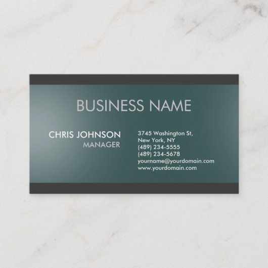 Dunkle Slate Grau Schlichte moderne Business Card Visitenkarte (Vorderseite)
