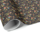 Dunkle Slavic-Art mit Blumen Geschenkpapier (Rolleneckpunkt)