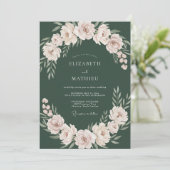 Dunkle Smaragd-Blüten-Hochzeit Einladung (Stehend Vorderseite)