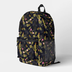 Dunkle Sommernachtskaktus Muster Bedruckter Rucksack