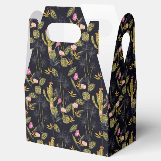 Dunkle Sommernachtskaktus Muster Geschenkschachtel (Geöffnet)