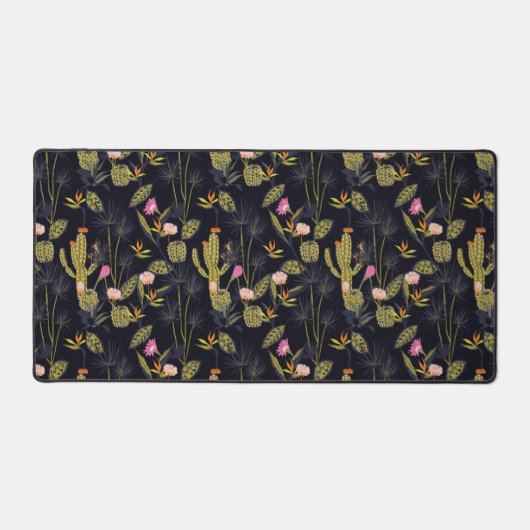 Dunkle Sommernachtskaktus Muster Schreibtischunterlage (Vorderseite)