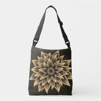 Dunkle Sonnenblume-Tasche Tragetaschen Mit Langen Trägern