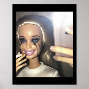 Dunkle Spaß Puppe Rauchen Selfie Parody Poster