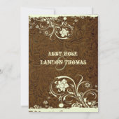 Dunkle Spitze-Hochzeits-Einladung Browns lederne Einladung (Rückseite)