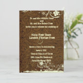 Dunkle Spitze-Hochzeits-Einladung Browns lederne Einladung (Stehend Vorderseite)