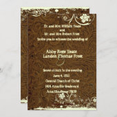 Dunkle Spitze-Hochzeits-Einladung Browns lederne Einladung (Vorne/Hinten)