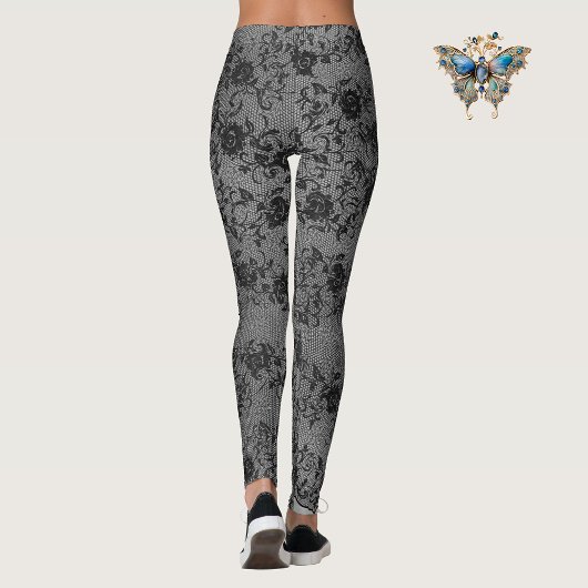 Dunkle Spitzen auf Grau Leggings