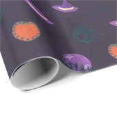 Dunkle Spooky Halloween Wrapping Paper Geschenkpapier (Rolleneckpunkt)