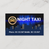 Dunkle Stadt Silhouette Night Shift Taxi Service Visitenkarte (Vorderseite)