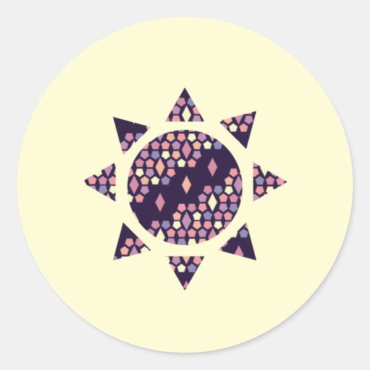 Dunkle Stadt Twilight Honeycomb und Diamond Sun Runder Aufkleber (Vorderseite)