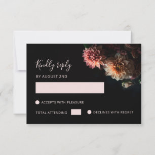 Dunkle stimmungsvolle florale Chrysantheme-RSVP-Ka RSVP Karte