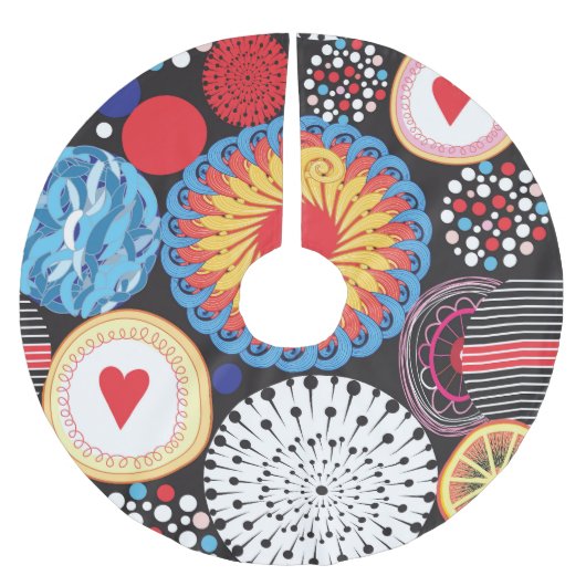 Dunkle Strahlung: Lichtkreismuster Polyester Weihnachtsbaumdecke (Vorderseite)