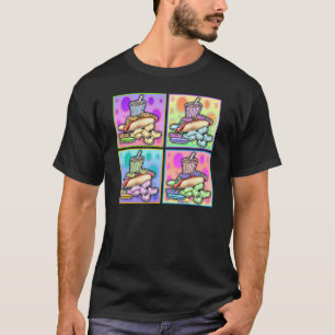 Dunkle T-Shirts - Pop Art Hot Dog mit Chips und ei