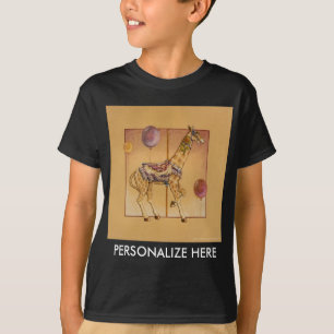Dunkle T-Shirts von Kindern - Karussell Giraffe
