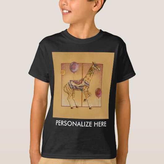 Dunkle T-Shirts von Kindern - Karussell Giraffe (Vorderseite)