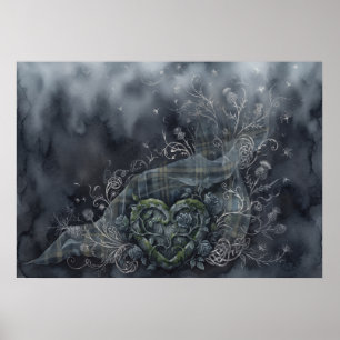 Dunkle Tartan-Keltische Rose Herz Schottischer Pos Poster