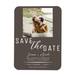 Dunkle Taupe Hochzeit Save the Date Foto Magnet