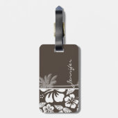 Dunkle Taupe Tropischer Hibiskus; Sommerpalme Gepäckanhänger (Rückseite vertikal)